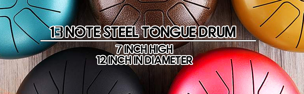 VEVOR Tambour de Langue en acier 13 notes, Tambour à Languette 12 pouces,  Tongue Drum Mini instrument à percussion
