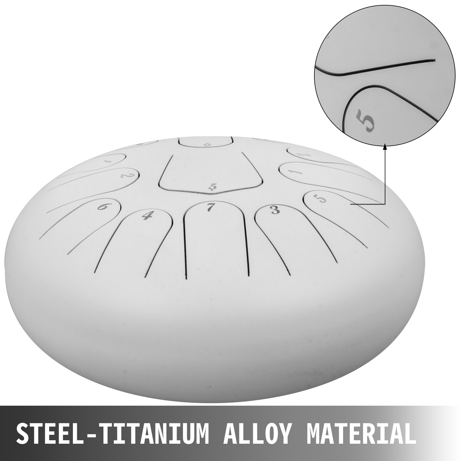 12'' 13 Notes Steel Tongue Drum Handpan Drum White Tank Drum Percussion