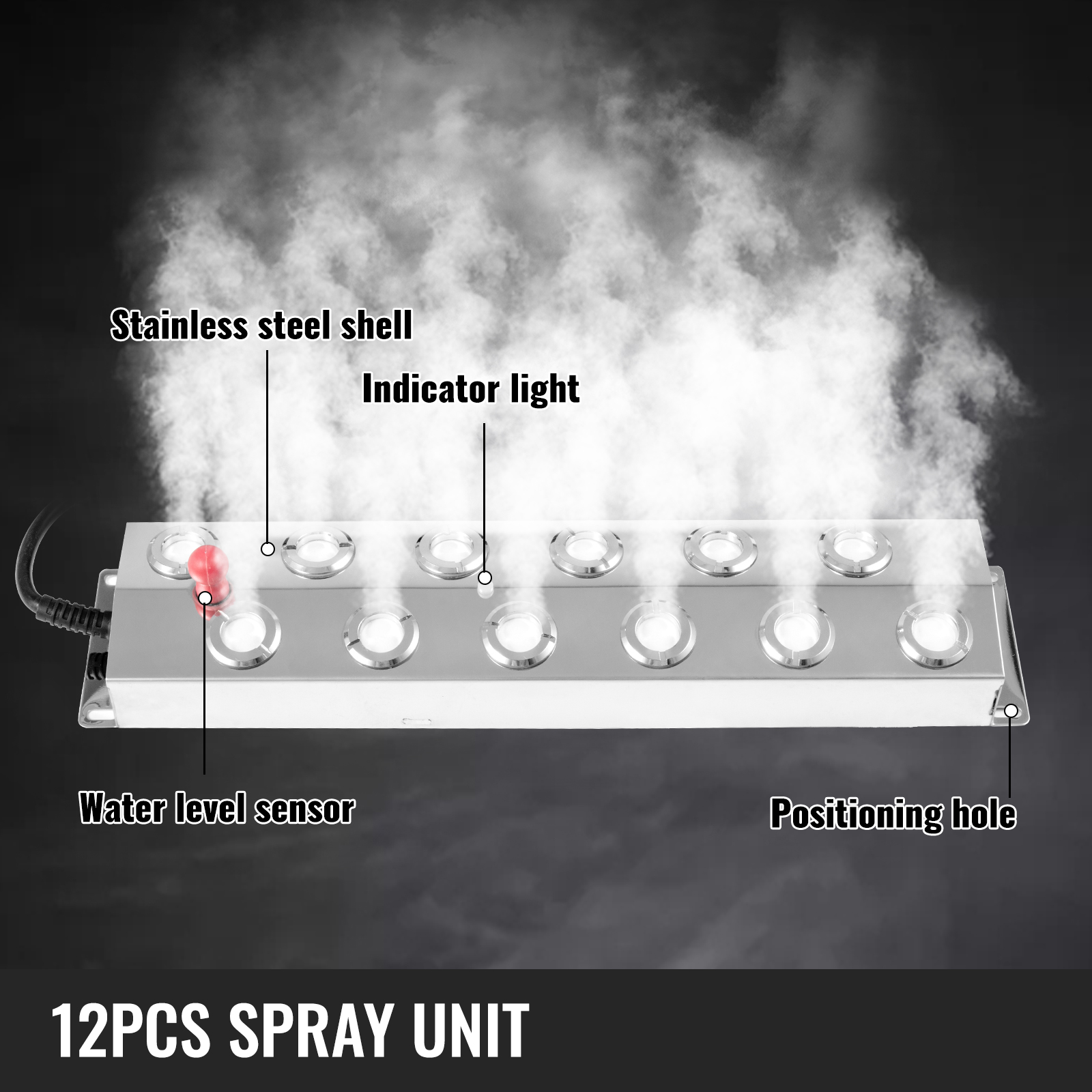 VEVOR 12 fejes ködképző ultrahangos párásító vízgőz hidroponikus ködkészítő