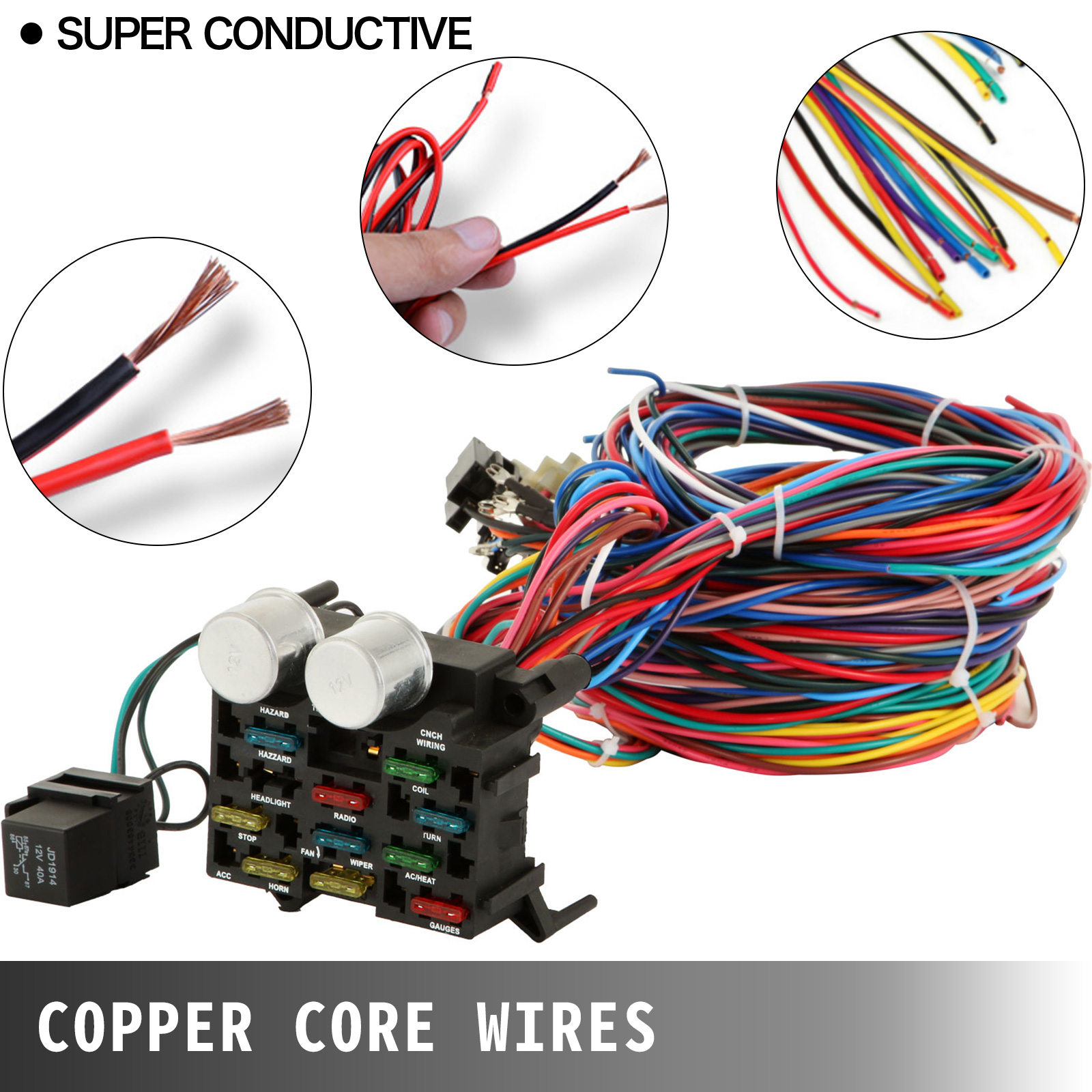 New Durable Wiring 12 Circuit Hot Rod Wiring Harness | VEVOR US