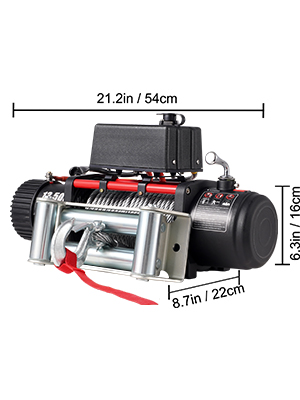 Treuil électrique 12V 6123 Kg - Corde Synthétique 9.5mm X 26m, Télécommande, IP67 étanche - Pour 4x4, Tout-terrain