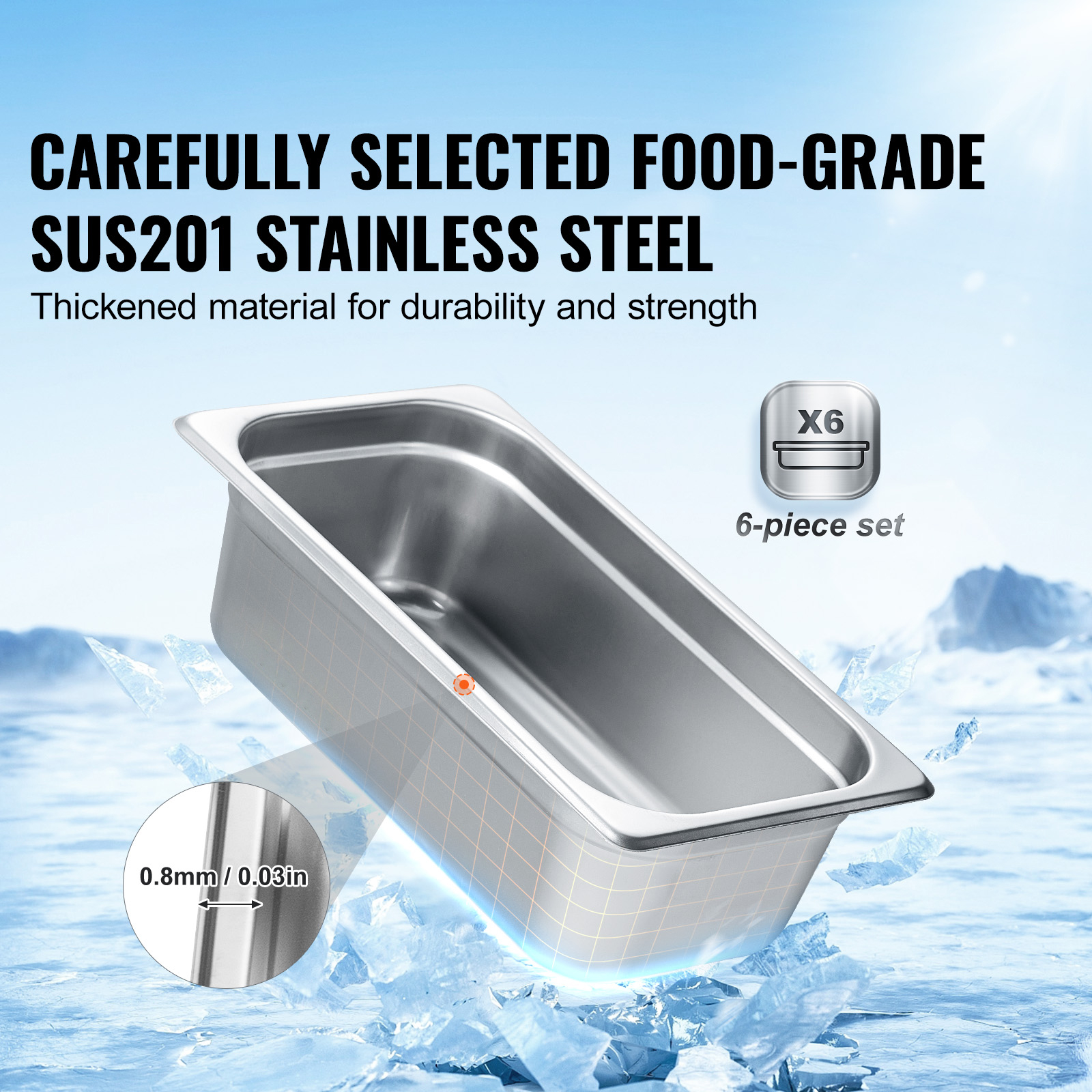 2"4"6" Steam Table Pans Hotel Food Prep Pan Stainless Steel Multi-Size - Picture 88 of 122