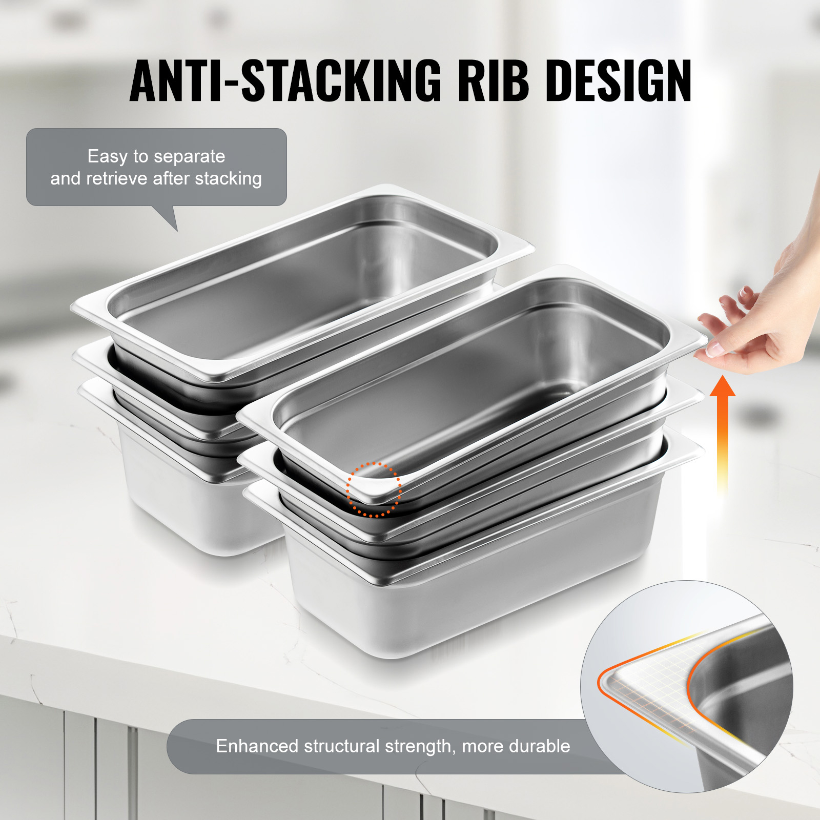 2"4"6" Steam Table Pans Hotel Food Prep Pan Stainless Steel Multi-Size - Picture 90 of 122