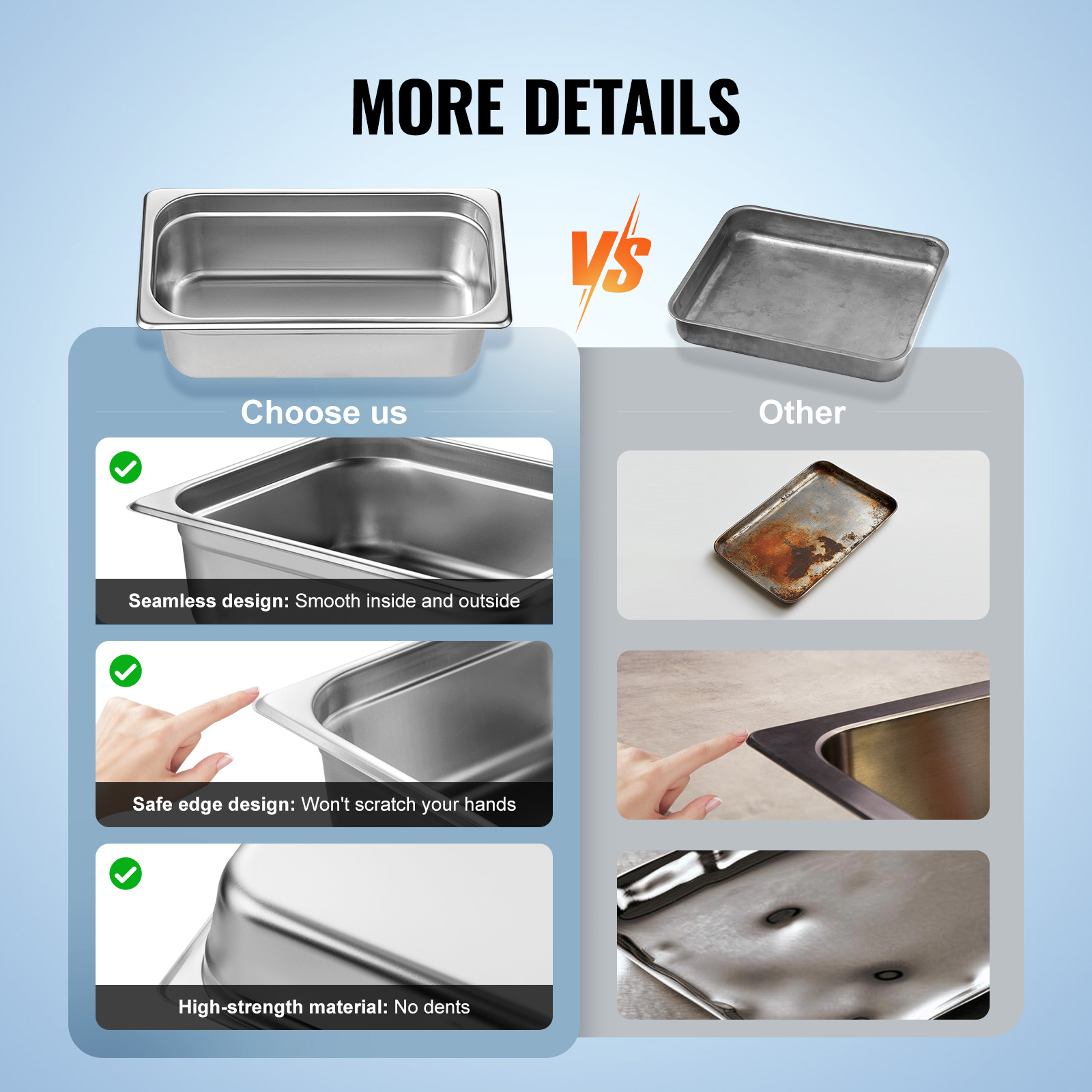 2"4"6" Steam Table Pans Hotel Food Prep Pan Stainless Steel Multi-Size - Picture 92 of 122