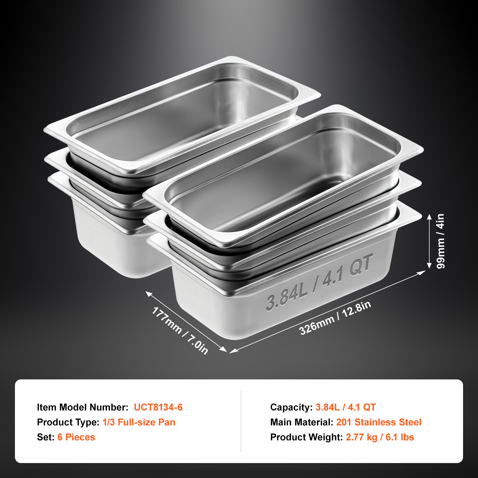 2"4"6" Steam Table Pans Hotel Food Prep Pan Stainless Steel Multi-Size - Picture 93 of 122