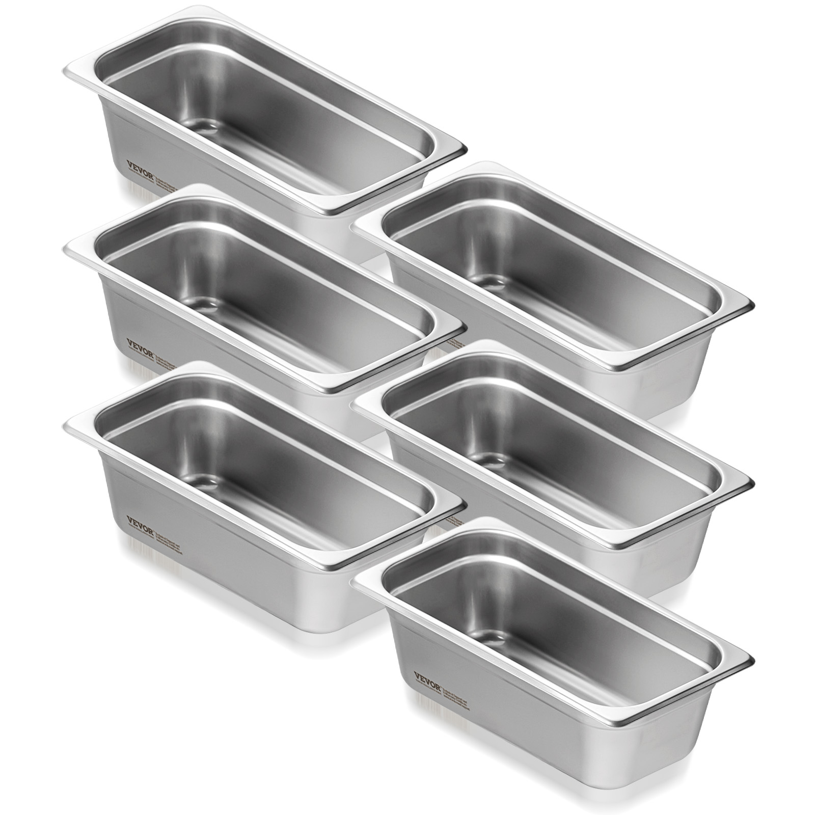 VEVOR 2"4"6" Steam Table Pans Hotel Food Prep Pan Stainless Steel Multi-Size