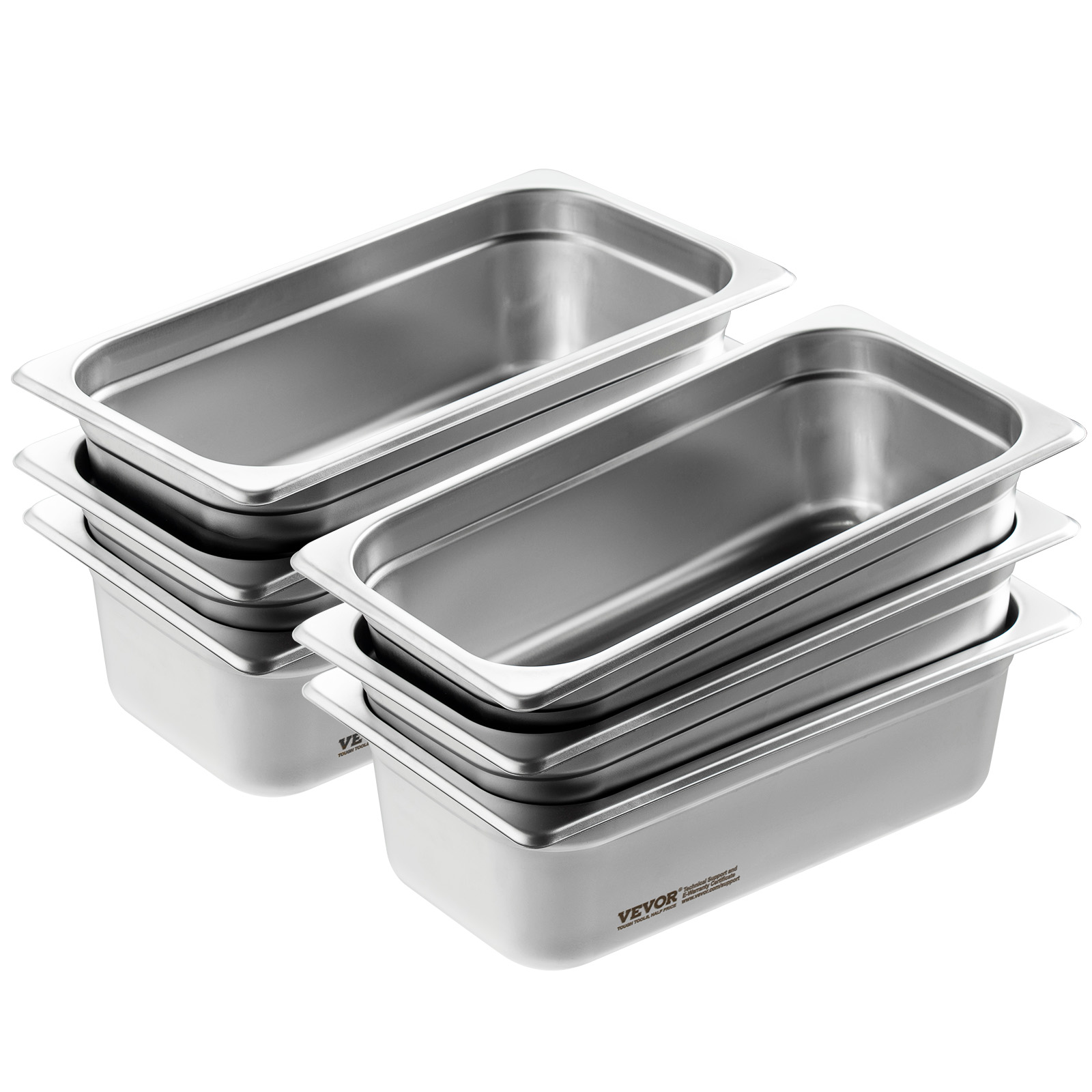 VEVOR 2"4"6" Steam Table Pans Hotel Food Prep Pan Stainless Steel Multi-Size