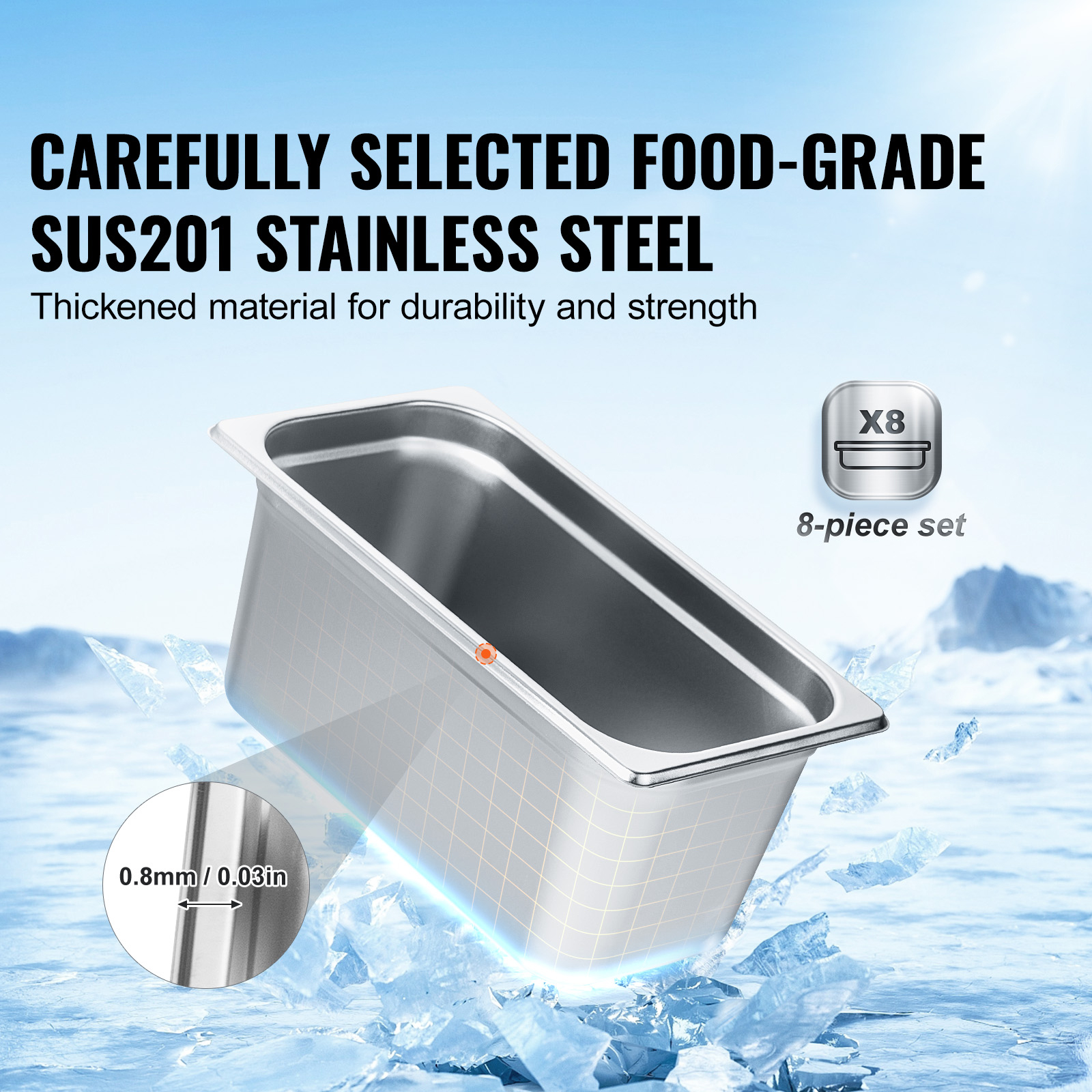 2"4"6" Steam Table Pans Hotel Food Prep Pan Stainless Steel Multi-Size - Picture 100 of 122