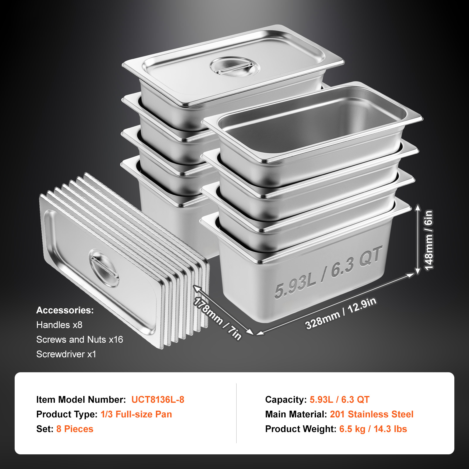 2"4"6" Steam Table Pans Hotel Food Prep Pan Stainless Steel Multi-Size - Picture 105 of 122