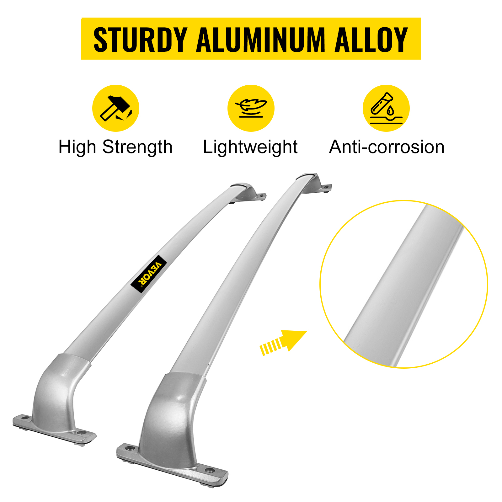 VEVOR Aluminum Top Roof Rack Max Capacity 165LB Compatible with 2013