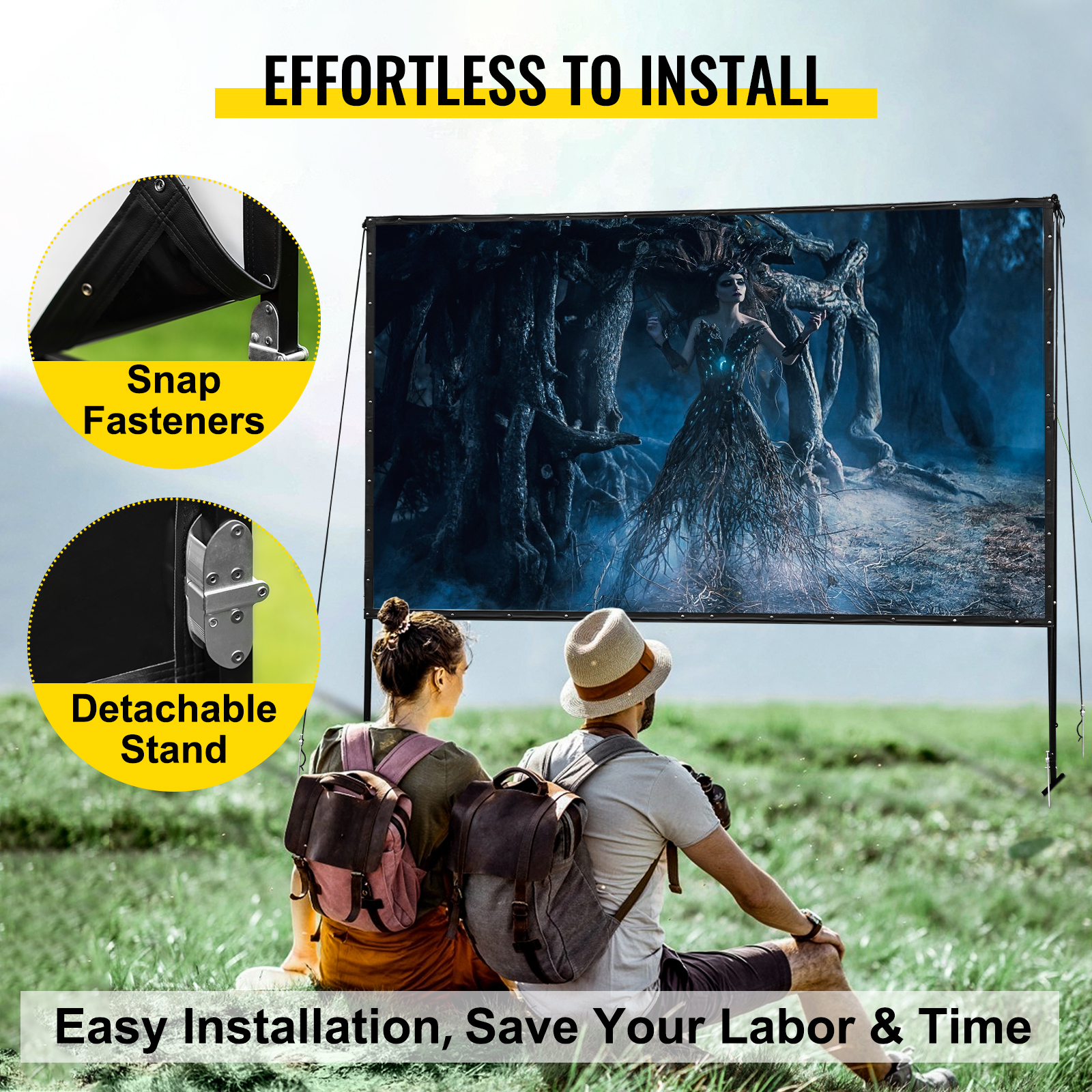 VEVOR 100"-155" Projector Screen 16:9 HD 4K Home Theatre 3D Aluminum & PVC - Picture 101 of 132