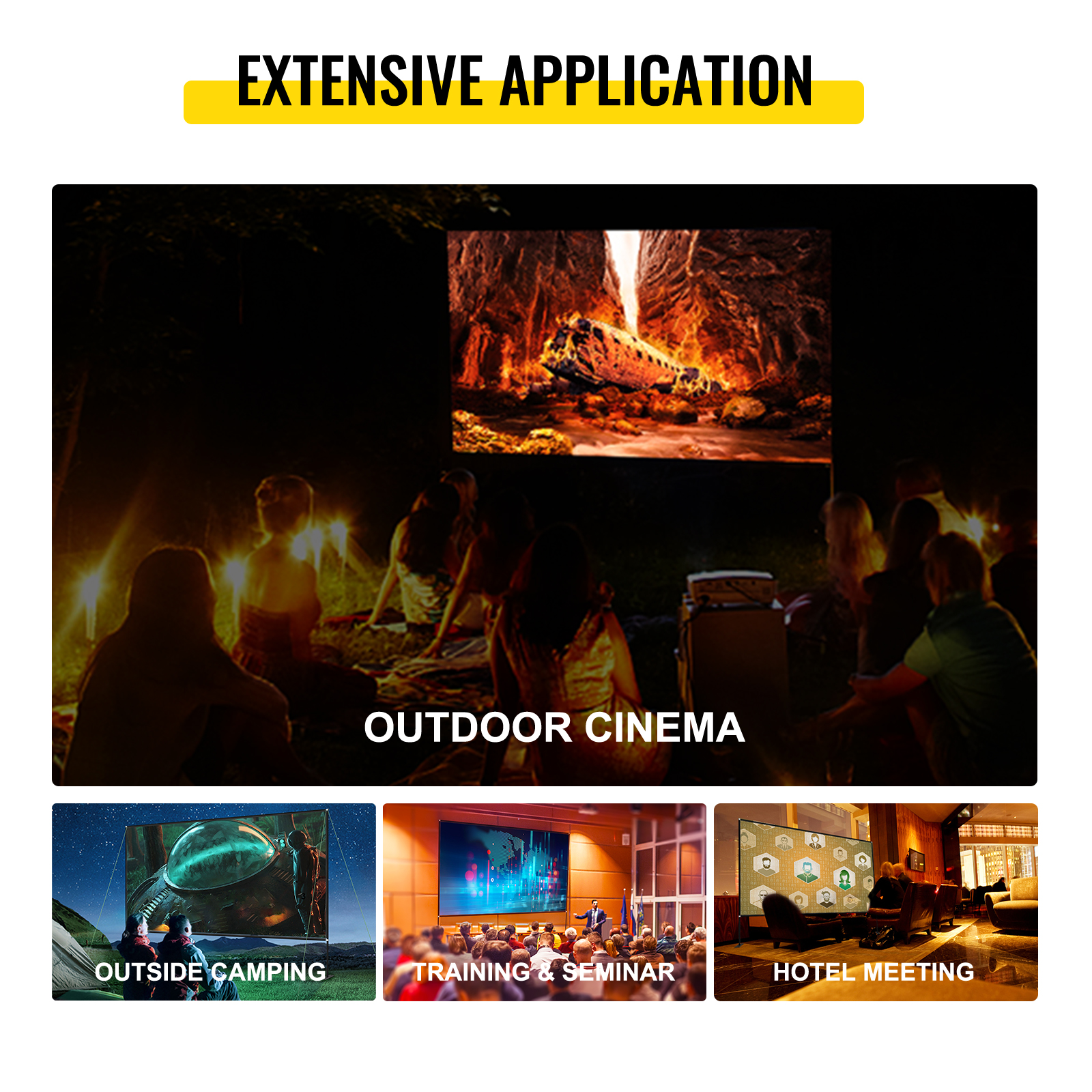 VEVOR 100"-155" Projector Screen 16:9 HD 4K Home Theatre 3D Aluminum & PVC - Picture 103 of 132