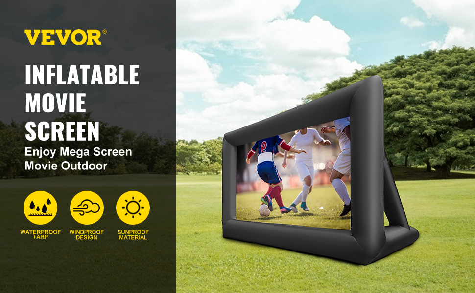 Portable Air Blown 16 ft Diagonal Package Huge Strong and Thick 600 DD Frame Built to Last LifeSmart Inflatable Outdoor Projector Movie Screen 