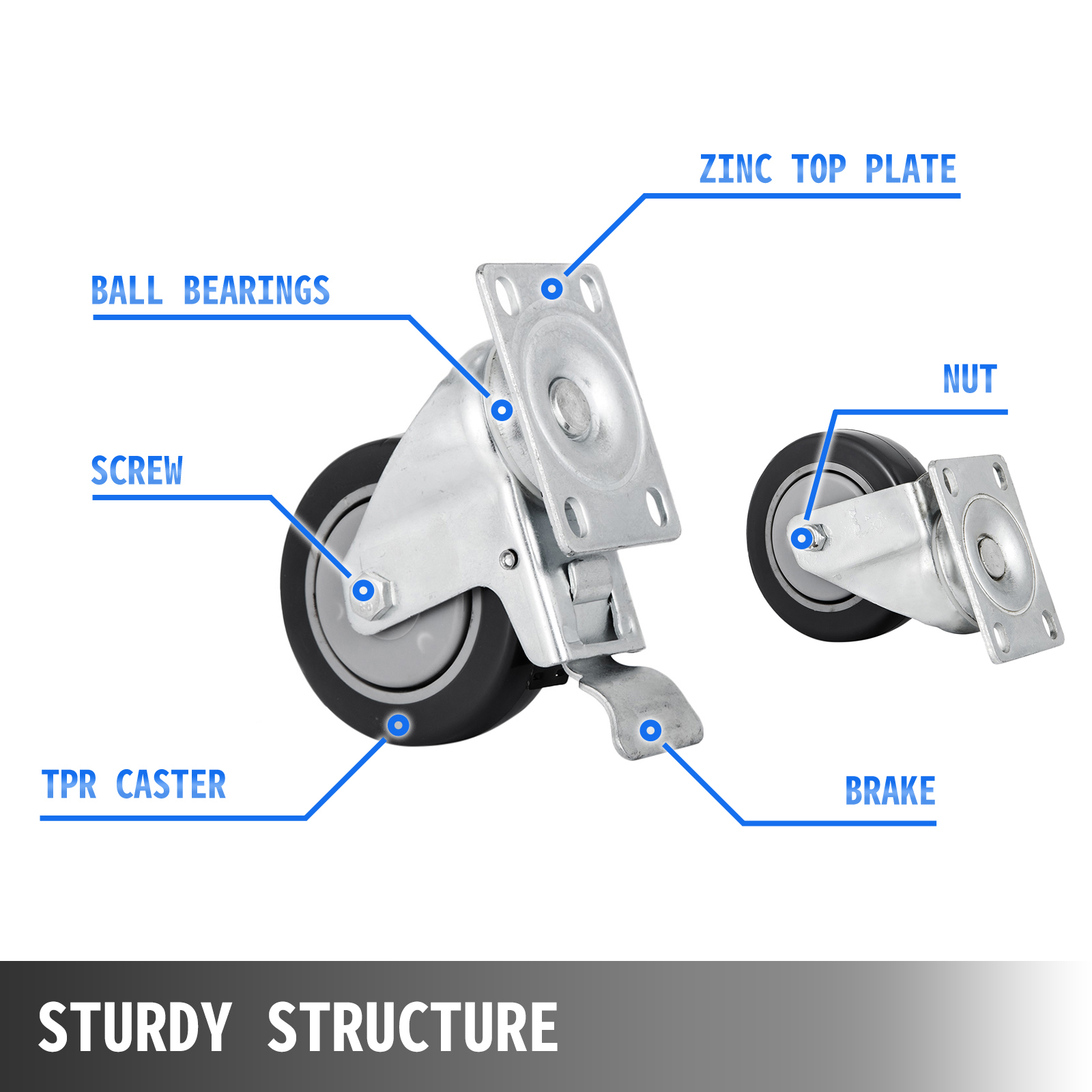 Stabilit Rueda giratoria para muebles (Diámetro ruedas: 30 mm