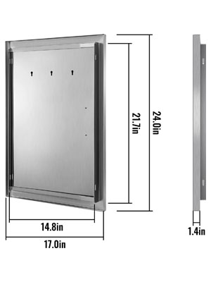 outdoor kitchen doors, stainless steel, 17x24 inch