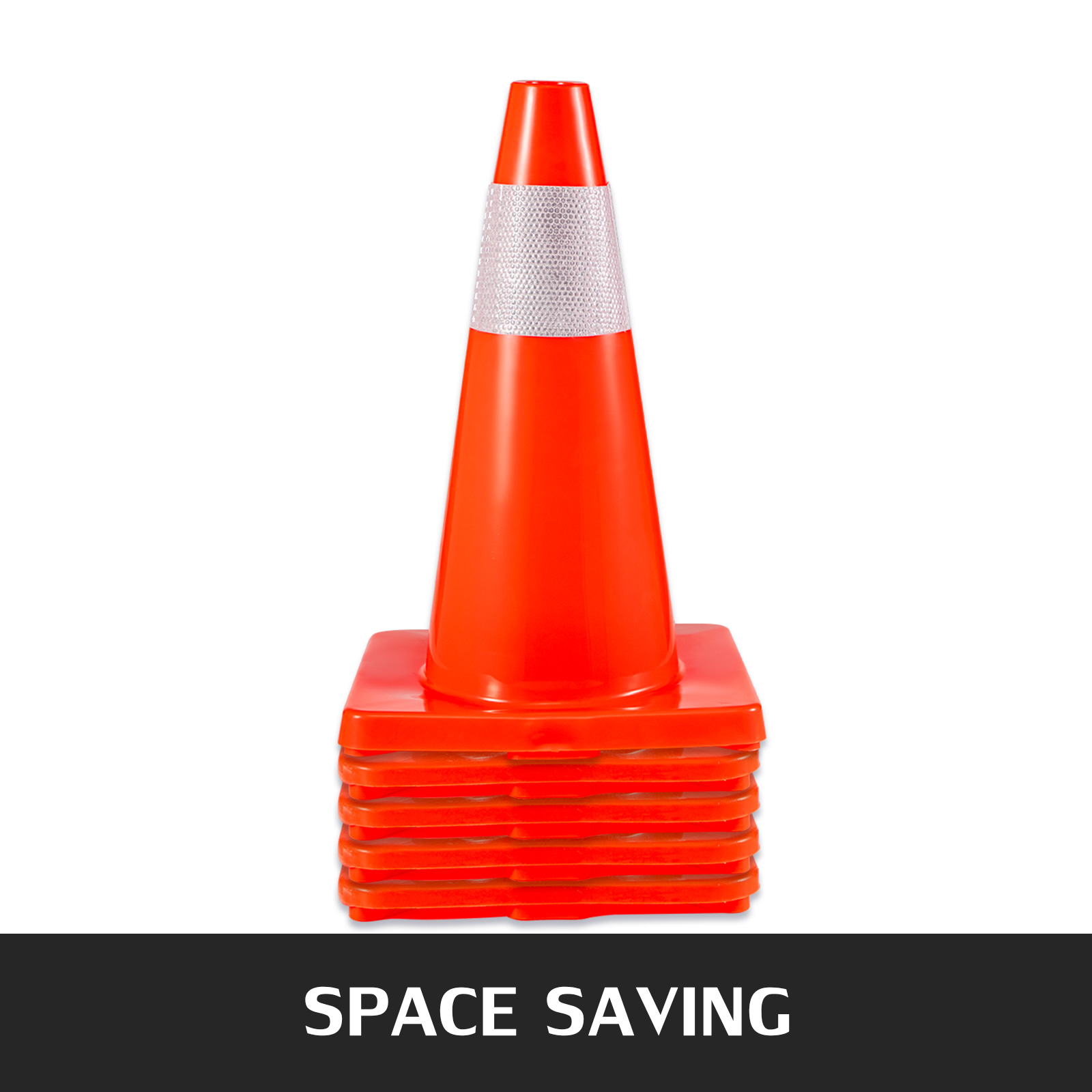 SAFETYM8 - 36 Orange 1 Piece Traffic Cones with 2 lines of reflection