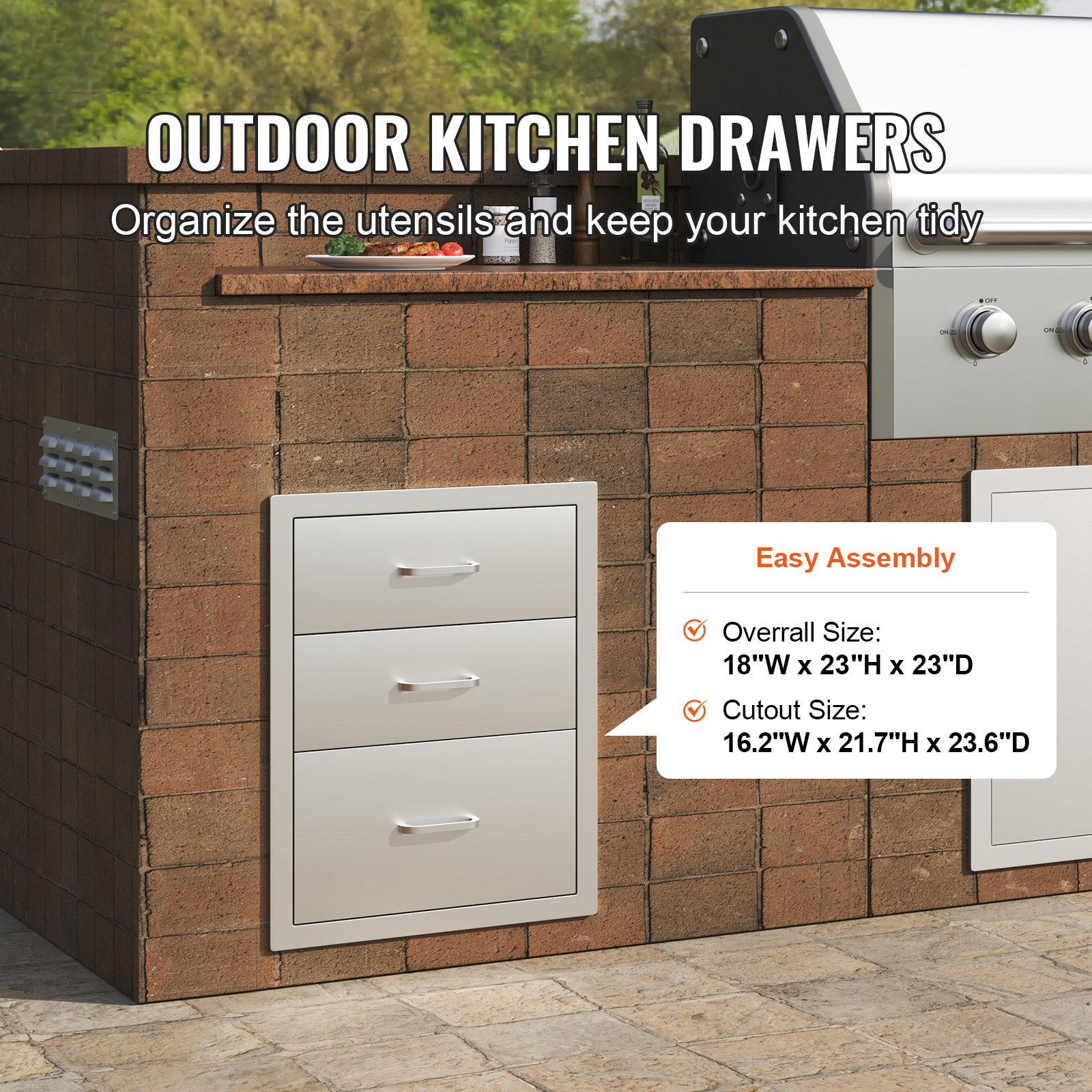 Stainless Steel Access BBQ Island Kitchen BBQ Door Drawers Outdoor - Picture 135 of 157