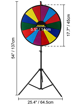 46cm Glücksrad Spielzeug Farbe Lotteriespiele Karneval Einstellbar 14 Slots 