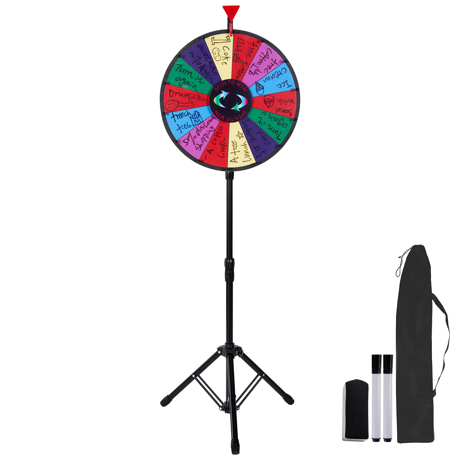 Uimoso 12/18/24/36in Spinning Prize Wheel w/ Adjustable Stand and Multiple Slots