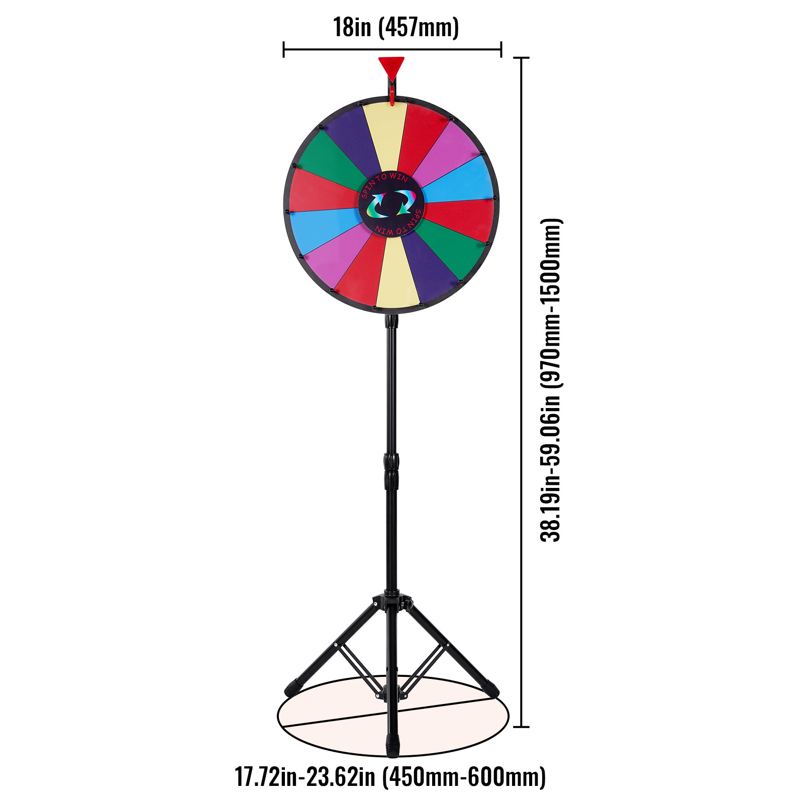 Uimoso 12/18/24/36in Spinning Prize Wheel w/ Adjustable Stand and Multiple Slots