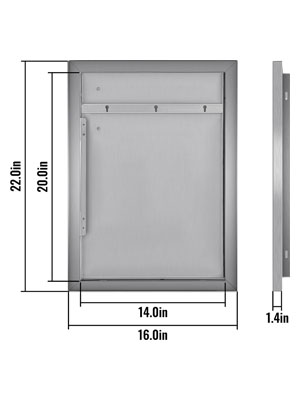 Porte pour Cuisine d’Extérieur, Acier Inoxydable, 41 x 57 cm