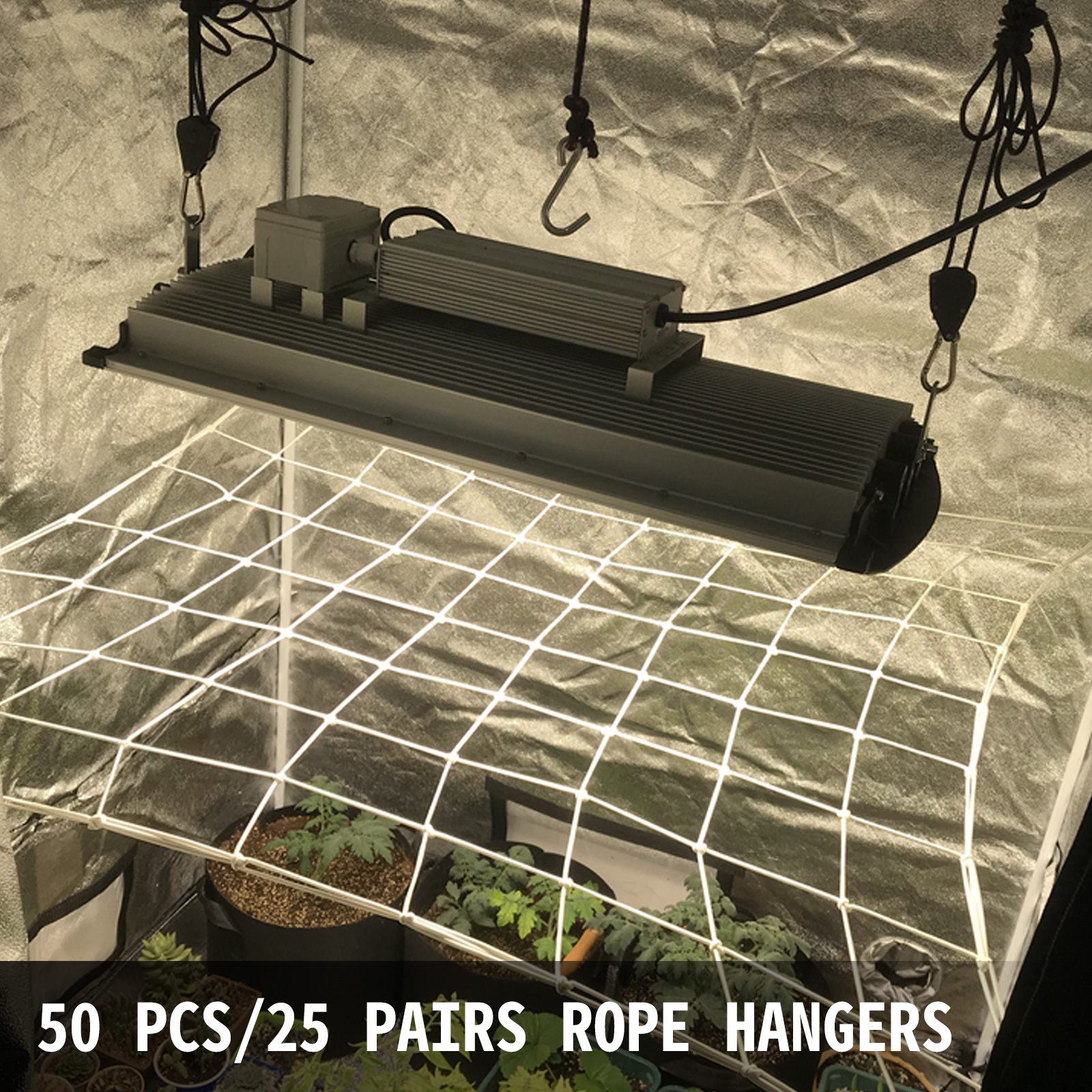 1 Pair 150lbs Heavy Duty Rope Ratchet Grow Light Reflector Hangers 