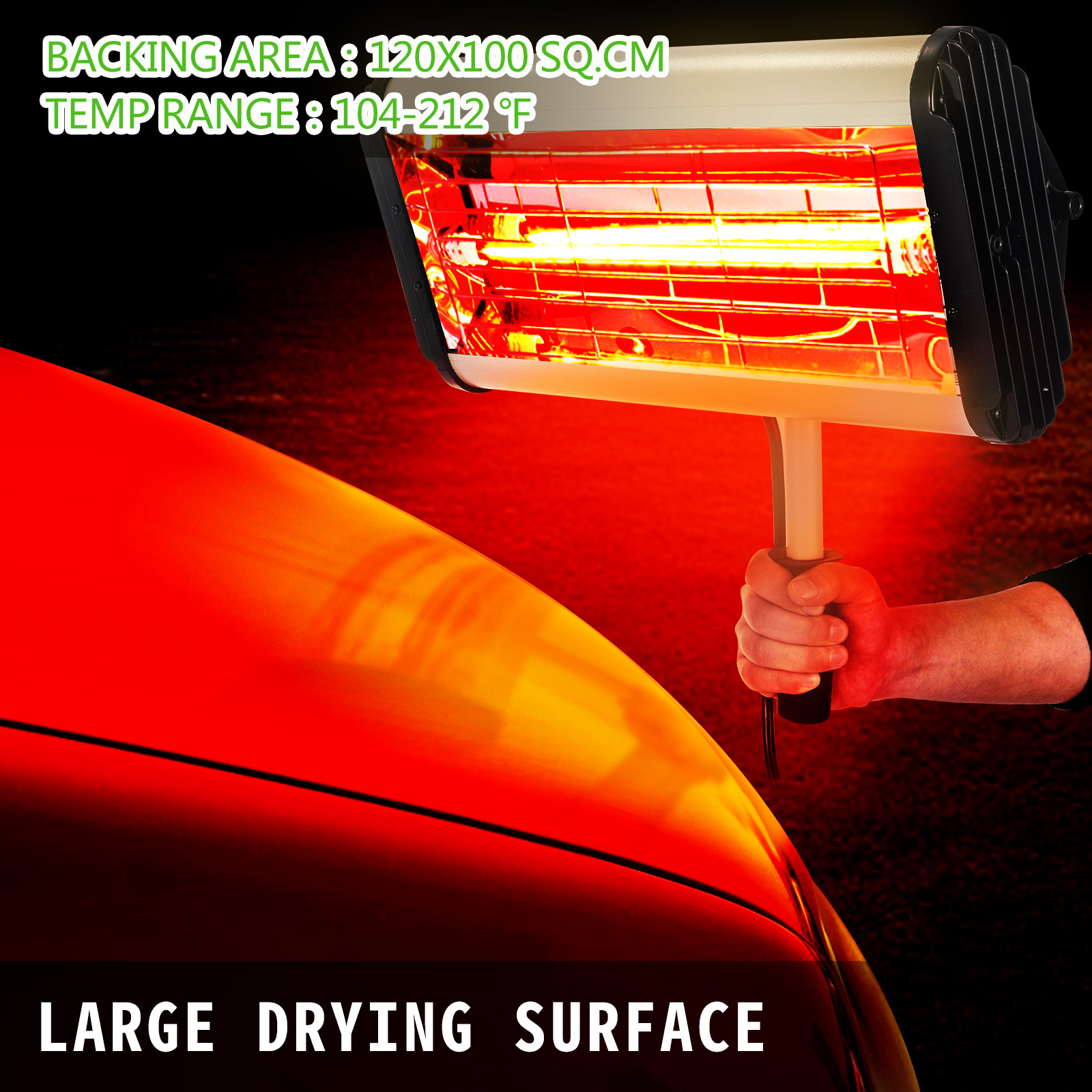 PLAYOCCAR Lampe de Durcissement de Peinture Infrarouge 1000 W Outil de Réparation de Carrosserie à Ondes Courtes Portable 220 V 