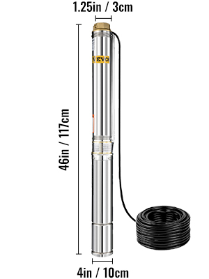 2HP /1.5KW Submersible Bore Water Pump Stainless Steel 40m 131ft Cable 