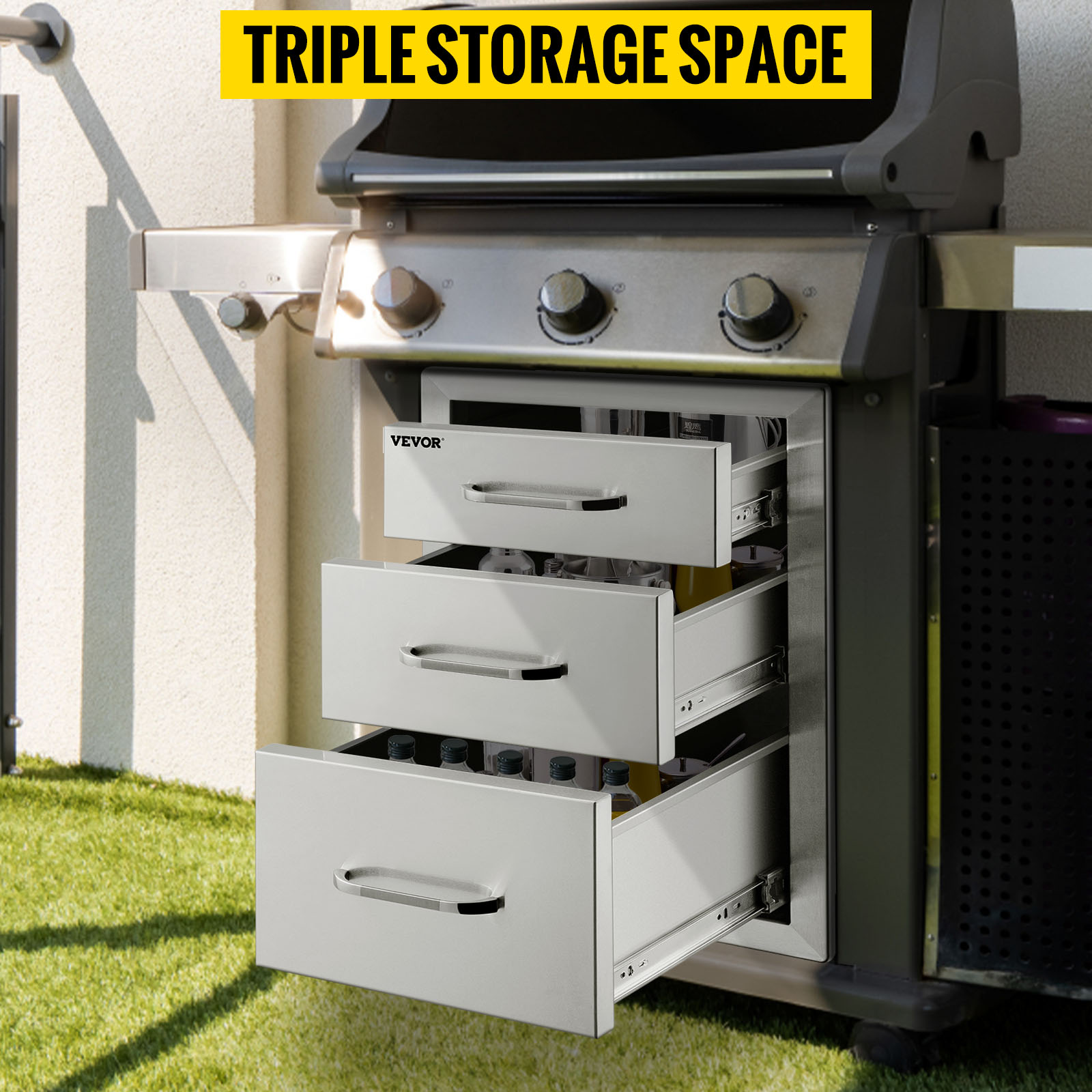 Tiroirs coulissants pour armoires de cuisine 35,6 x 53,3 cm (l x P) à 2  niveaux – Tiroir coulissant en bois robuste pour armoires de cuisine