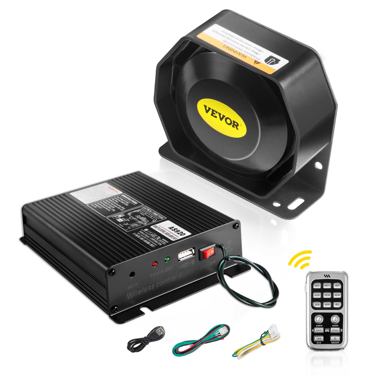 Universal 200W Loud Speaker Car Warning Alarm Police Fire Siren Horn MIC System 