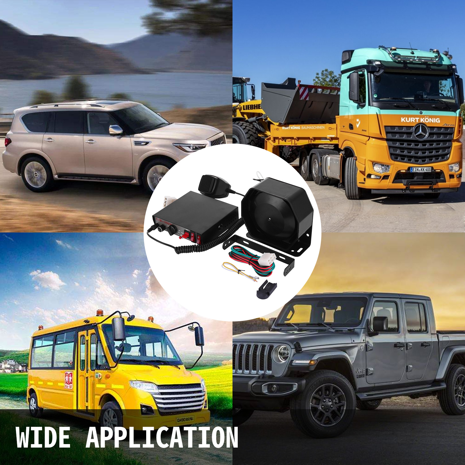 Vevor 200w 8 Sound Loud Car Warning Alarm Fire Horn Pa Speaker Mic