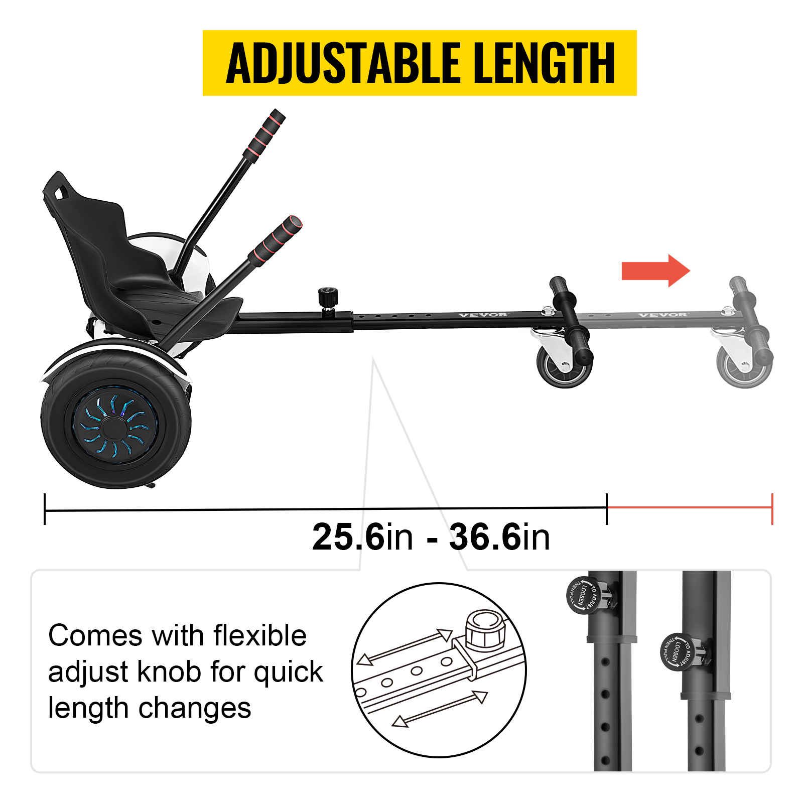 flexible Adjustable Holder Handle 2 Wheel Self Balancing  Stand Go Kart Scooter 