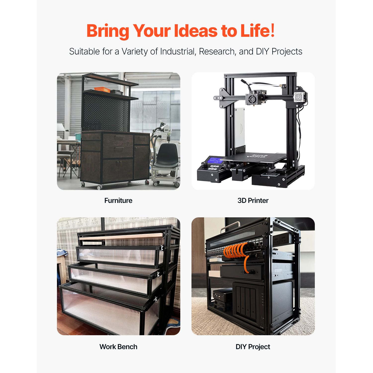 4/5/10PCS 23.6-78.7 in T-Slot Aluminum Extrusion Linear Rail, Anodized 2020-4040