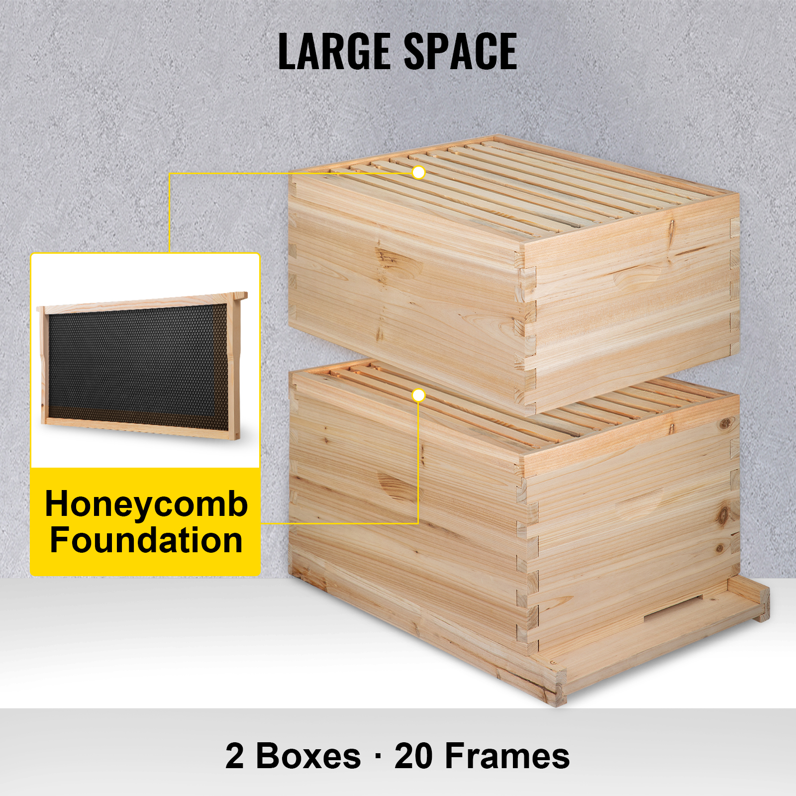 VEVOR Beehive Complete Box Kit 20 Frame(10 Deep-10 Medium) Langstroth ...