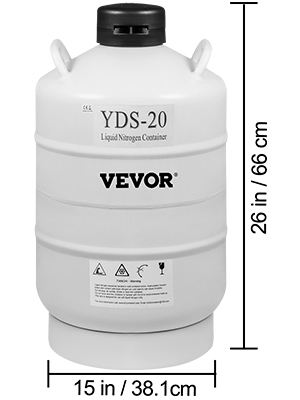 VEVOR Stickstoffbehälter 20 L Flüssigstickstoffbehälter aus  Luftfahrtaluminium Flüssigstickstoffbehälter mit abschließbarer Abdeckung  PU Stöpsel