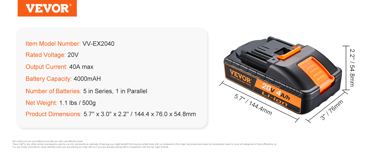 20V Battery Pack,4Ah,40A