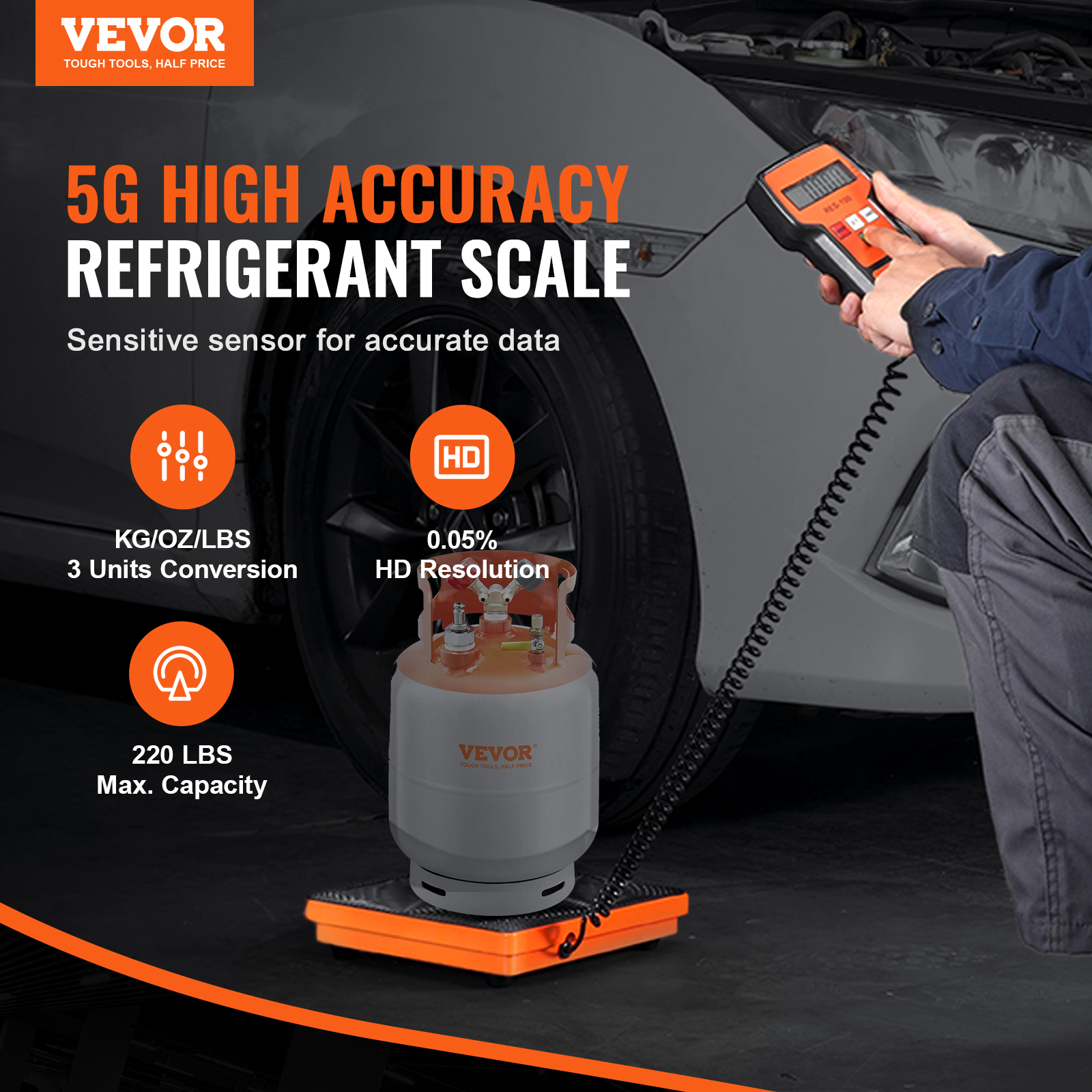 VEVOR Electronic Digital Refrigerant Charging Freon Weight Scale 220/110LB