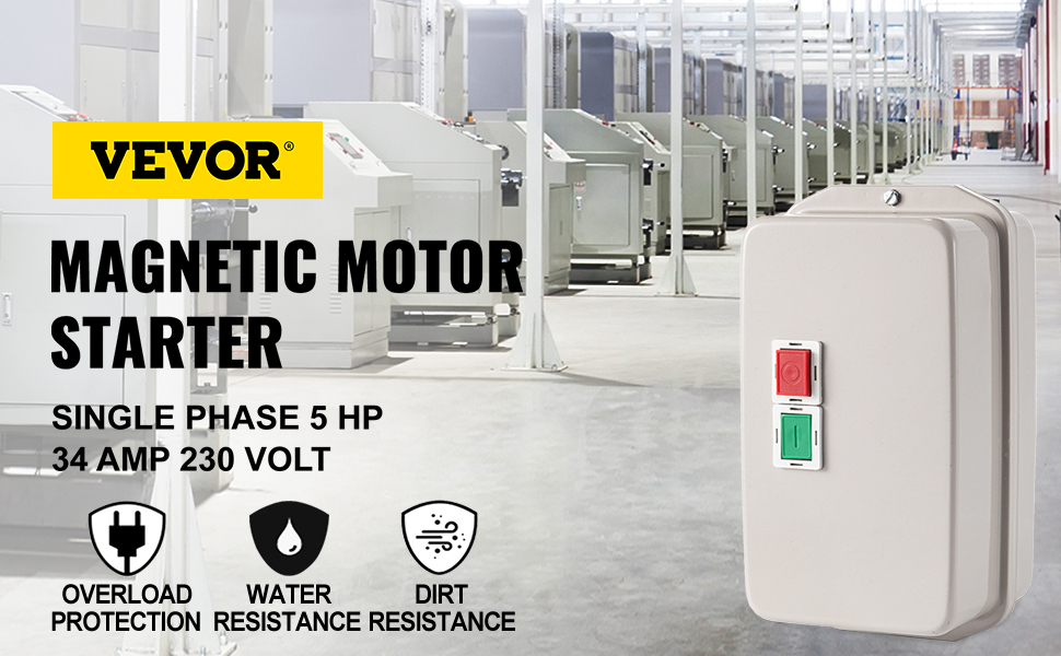 VEVOR Starter Single Phase, 5 hp Motor Starter, 34 amp Starter
