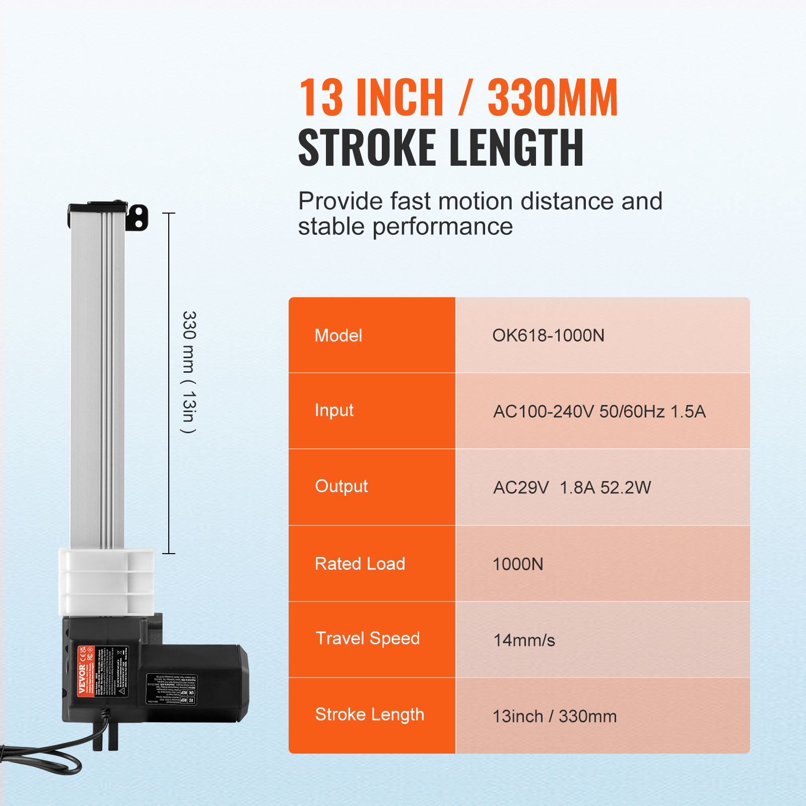 Actuador lineal VEVOR 1000-6000N accionamiento lineal DC motor lineal 150-500 mm - Imagen 17 de 170