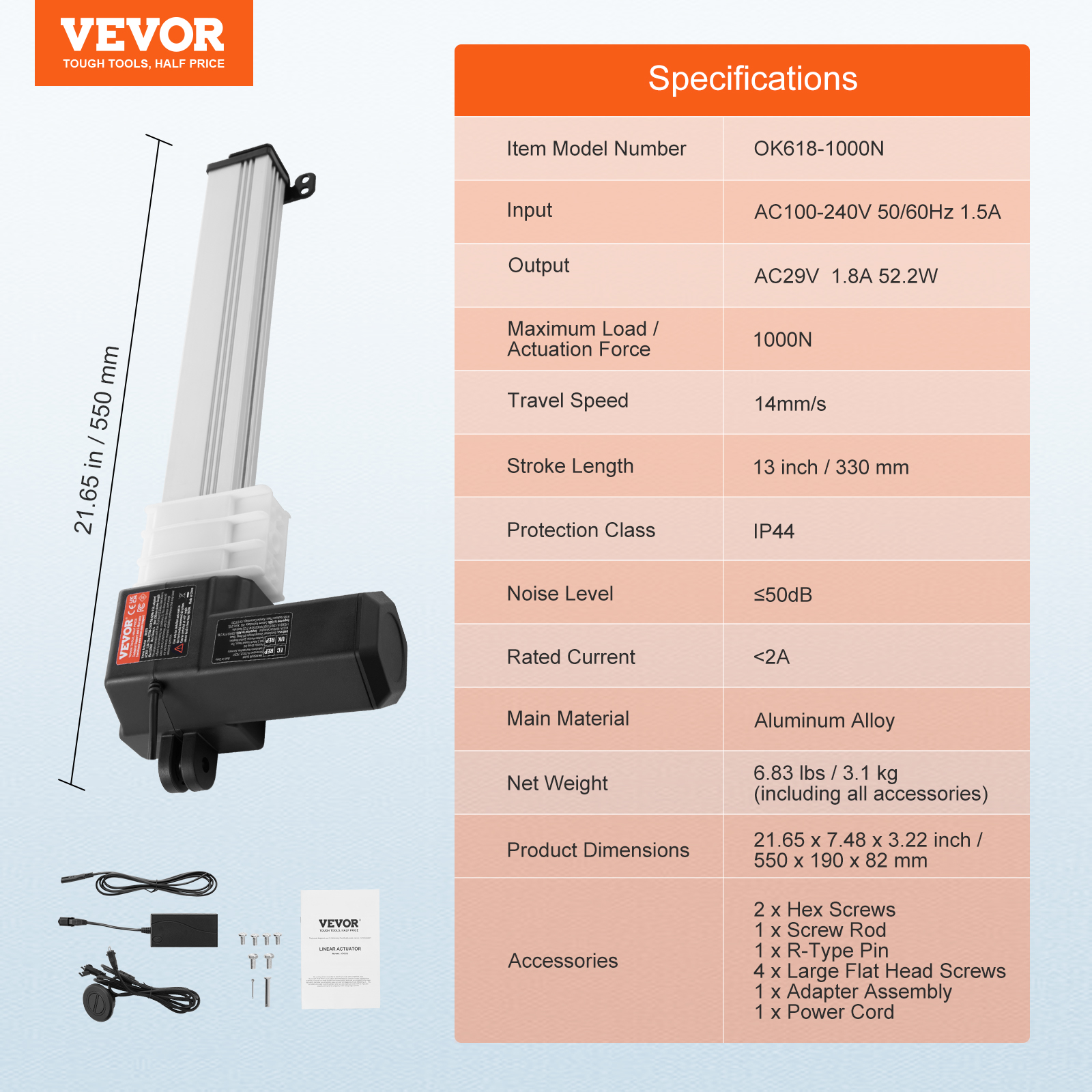 Actuador lineal VEVOR 1000-6000N accionamiento lineal DC motor lineal 150-500 mm - Imagen 21 de 170