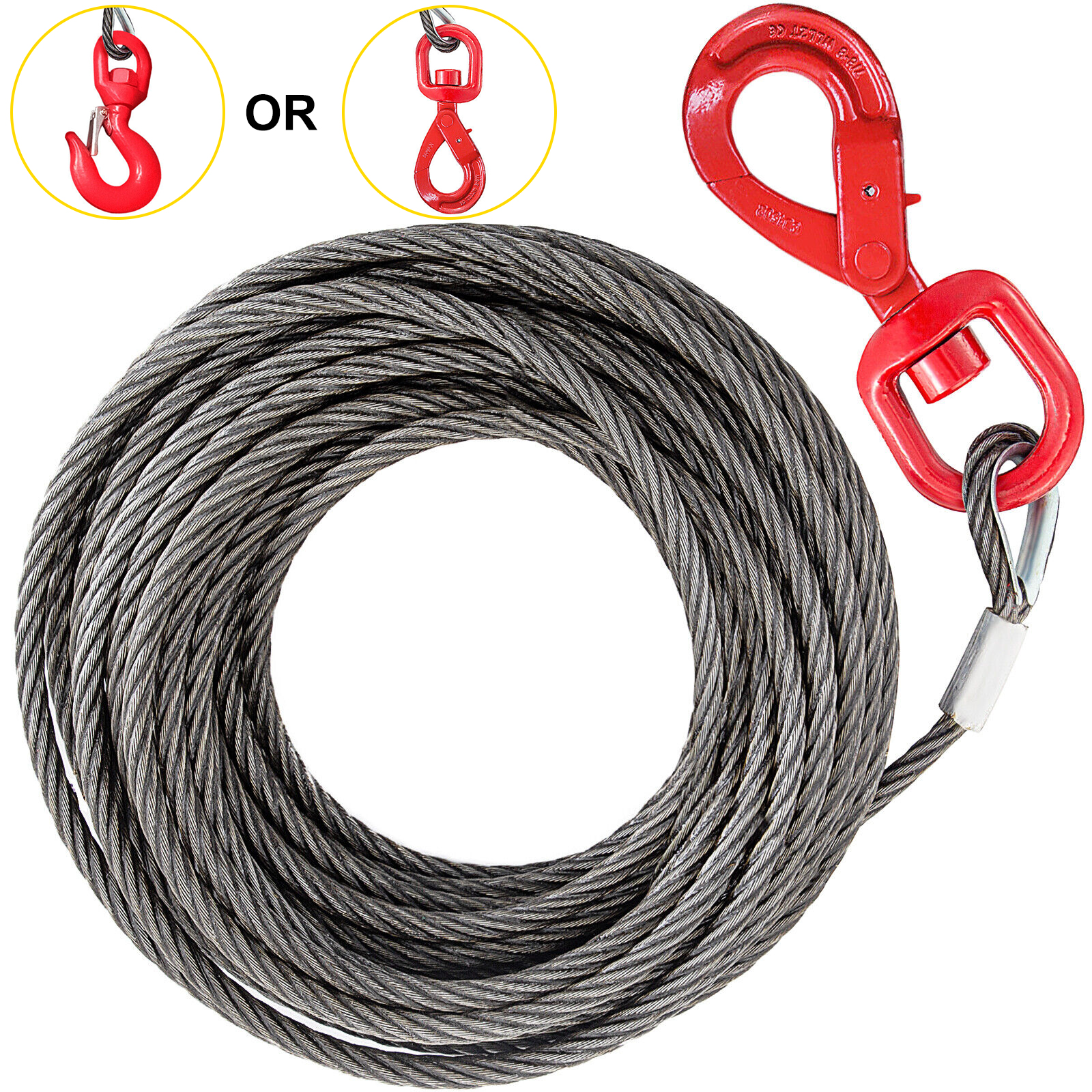 11mm Dia With Swivel Hook  Choose Length Recovery Winch Cable Winch Wire Rope 