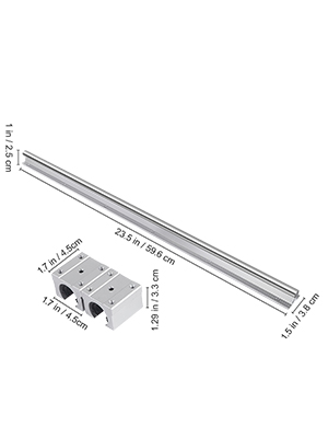Rails Linéaires SBR16 300mm Avec Blocs SBR16UU - 2 Rails + 4 Blocs - Pour CNC, Imprimantes 3D, Fraiseuses