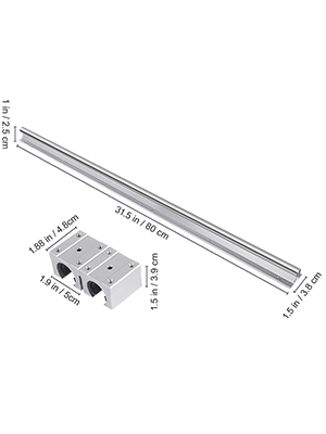 VEVOR Linear Rail SBR20-800mm 2 Linear Slide Guide with 4 SBR20UU Bearing Block
