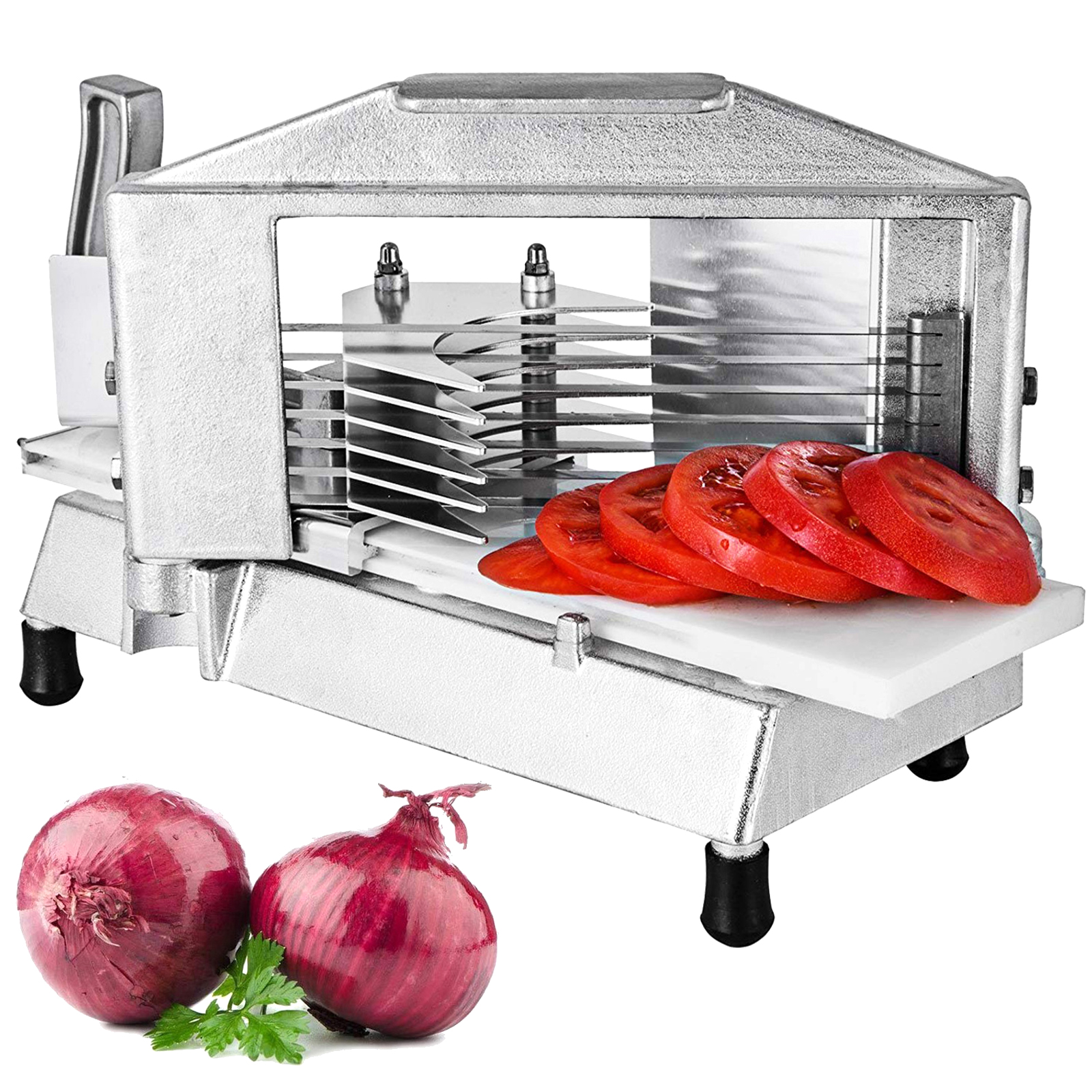 Commercial Tomato Slicer 3/16 Heavy Duty Tomato Cutter with Built-in  Polyethylene Slide Board for Restaurant or Home Use - Yahoo Shopping