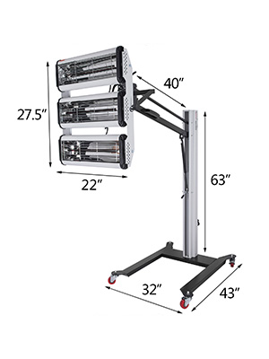 VEVOR 3000W 110V Baking Infrared Paint Curing Lamp Heater Heating Light Spray Booth