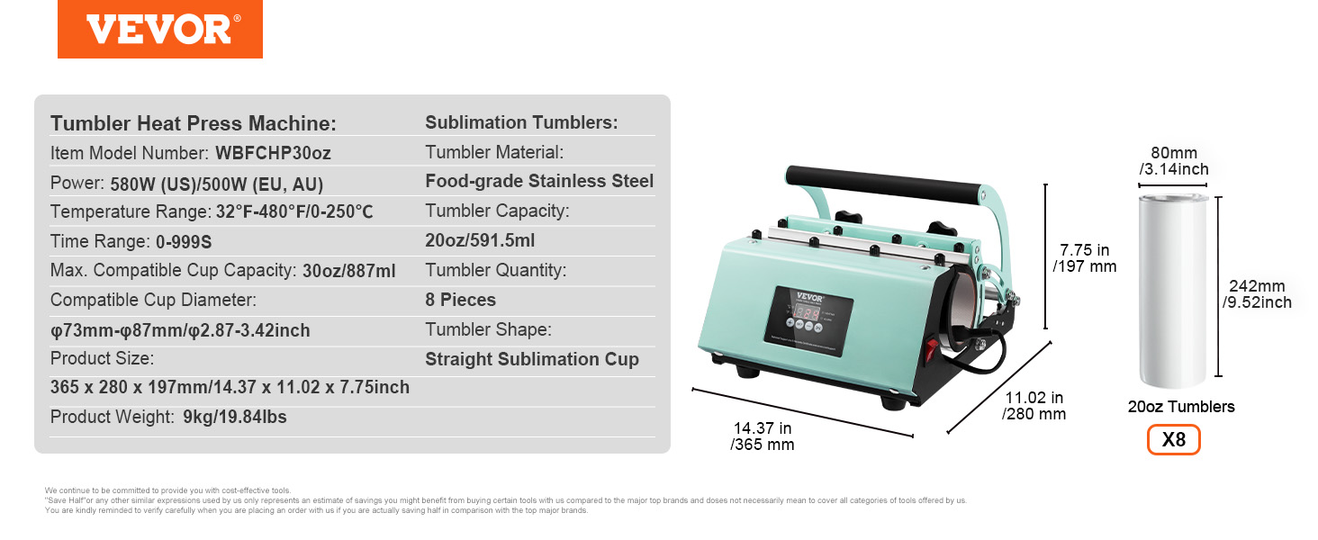 Tumbler Heat Press Machine,Tumbler Press Set,8 Tumblers