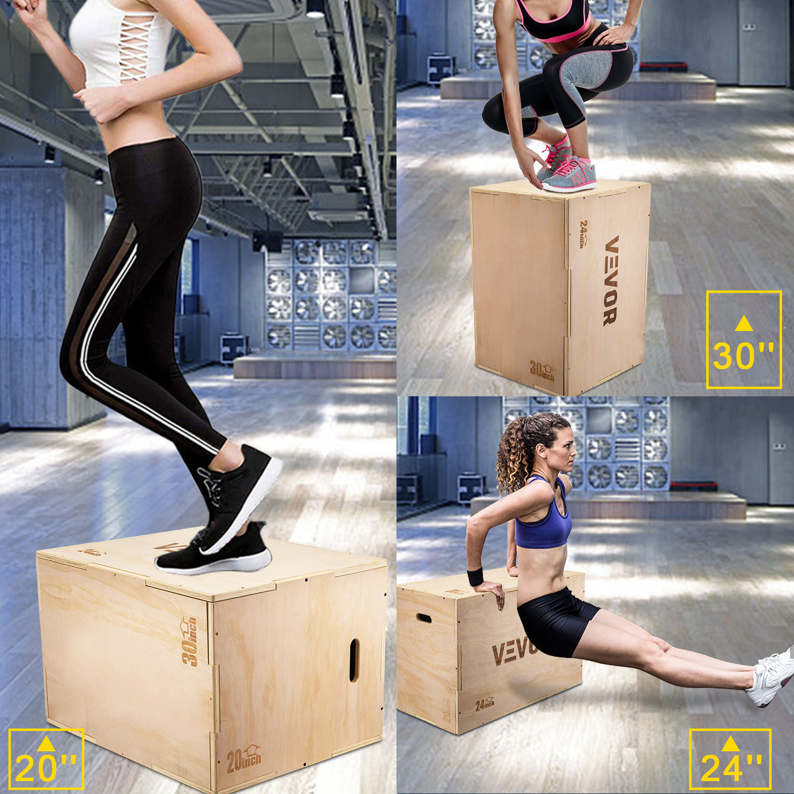 VEVOR Wood Plyo Box 30 in. x 24 in. x 20 in. Plyometric Jump Box  Easy-to-Assemble Workout Step platform for Jumping Trainers  30X20X24YCTX00001V0 - The Home Depot