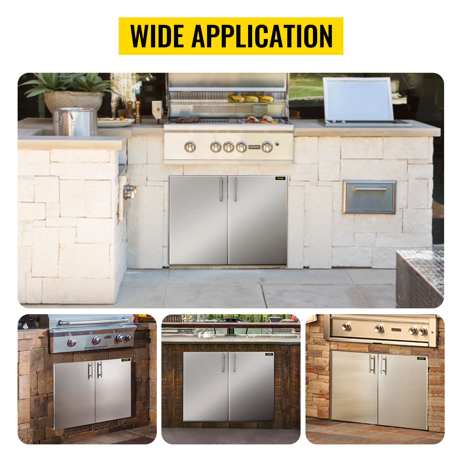 Details about   36" BBQ Island Stainless Steel Raised Double BBQ Access Door Outdoor Kitchen 