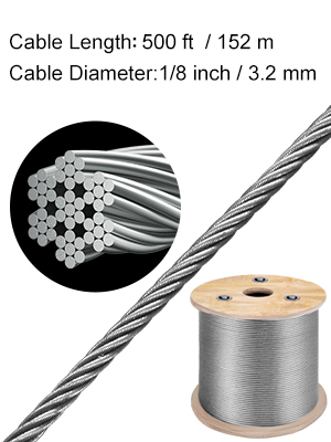 VEVOR Cable en Acier Inoxydable 316, Cable Métallique 150 m, Cable