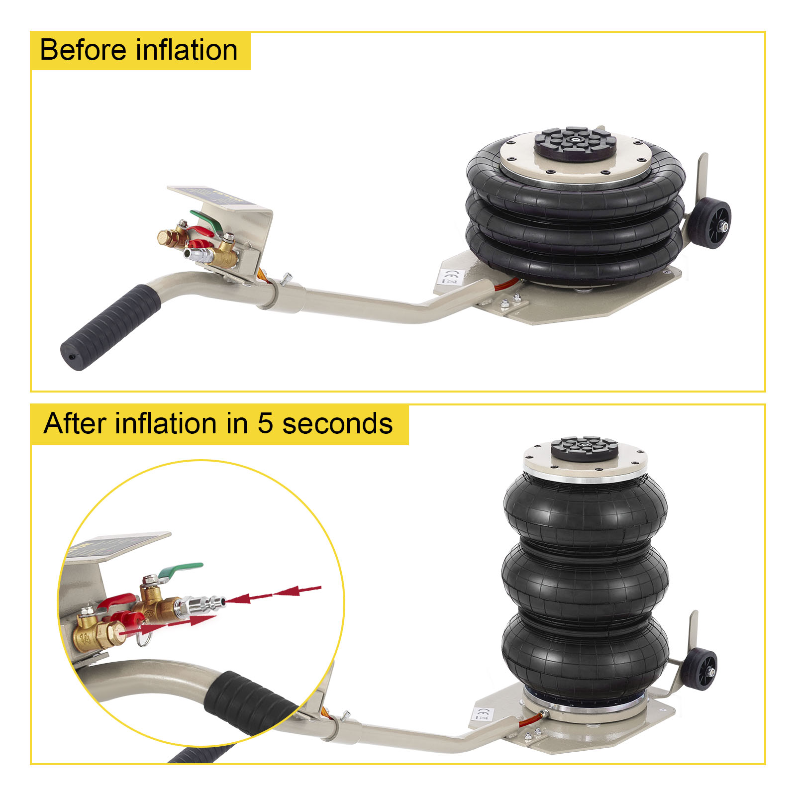 VEVOR Triple Bag Air Jack 6600lbs Pneumatic Jack 3 Ton Car Jack